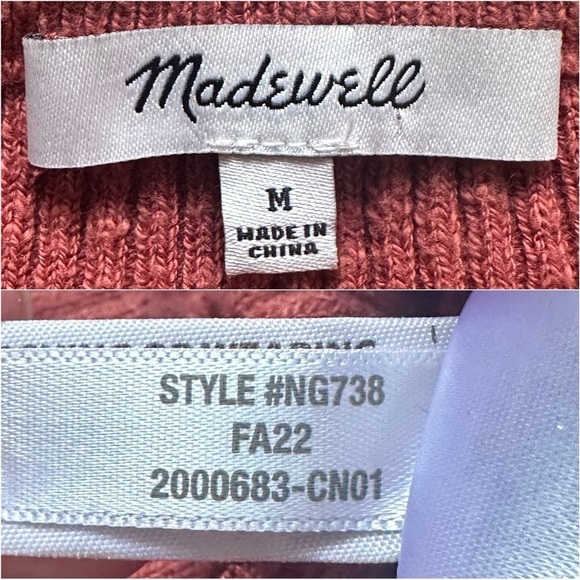 Madewell Top Scoopneck Cardigan Sweater Button Front Ribbed Weathered Brick M - Picture 8 of 12